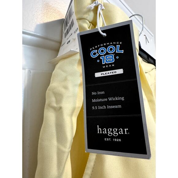 NWT Haggar Performance Yellow Pleated Shorts Size 40 - Picture 2 of 7